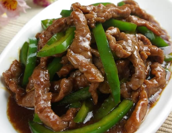 Shredded beef with green pepper